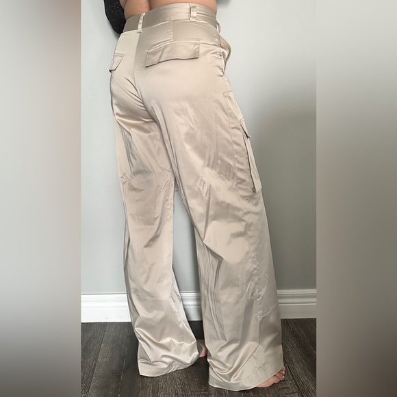 ZARA Satin Cargo Pants size Medium - New without Tags - Picture 4 of 8
